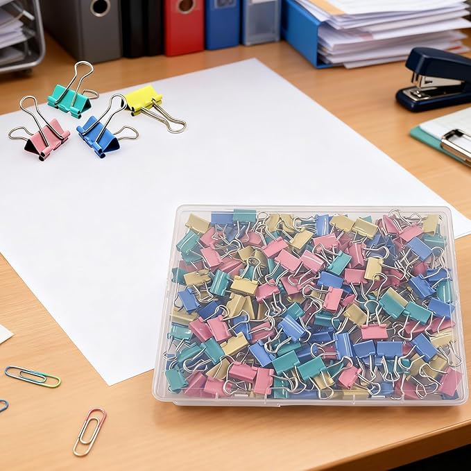 120 Pcs Small Binder Clips Assorted Colored, 0.75in/19mm Mini Binder Paper Clips, Paper Clamps for Office Supplies, Home, School,Business Document Organizing (Blue, Pink, Yellow, Green)