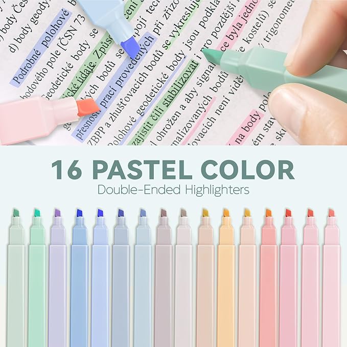 52 PCS Aesthetic School Supplies with Cute Pencil Case, Stationery Essentials with Pens Pencils and Pastel Highlighters Set, College Back to School Supplies for Teen Girls, Office Supplies - Blue