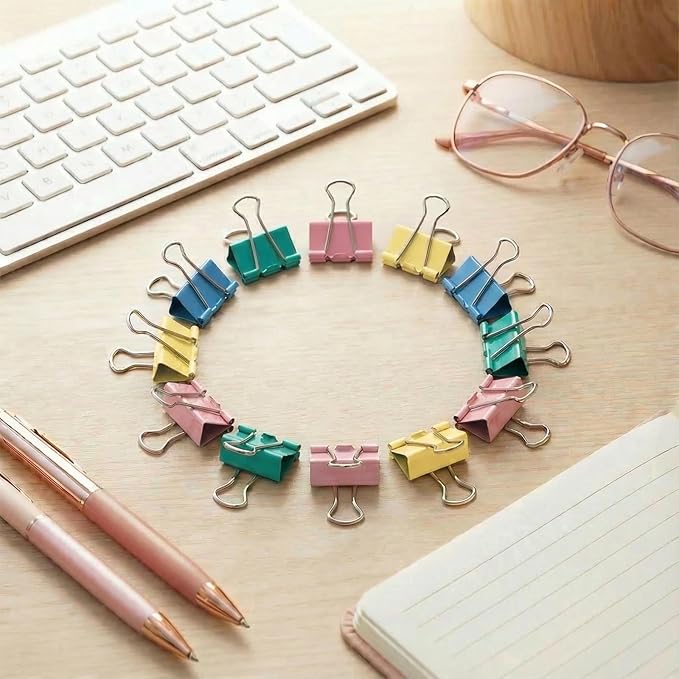 260Pcs Mini Binder Clips Assorted Colored, 0.59 in/15mm Small Binder Paper Clips Office Clips Office Supplies Desk, Micro Size Cute Binder Clips, Small Paper Clamps for Home School Business (Colored)