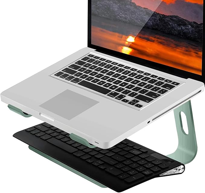 Orionstar Laptop Stand Aluminum Laptop Riser Compatible with Mac MacBook Air Pro 10 to 15.6 Inch Notebook Computer, Ergonomic Elevator Holder (Green)