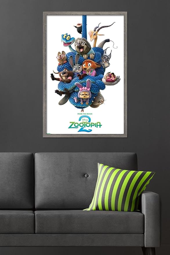 Disney Zootopia 2 (2025) - Group One Sheet Wall Poster, 34L" x 22.4W", Barnwood Framed Version