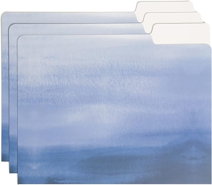 U Brands Fashion File Folders, 9 Count, 1/3-Cut Tabs in Assorted Positions, Letter Size, Office Supplies (Tie Dye)