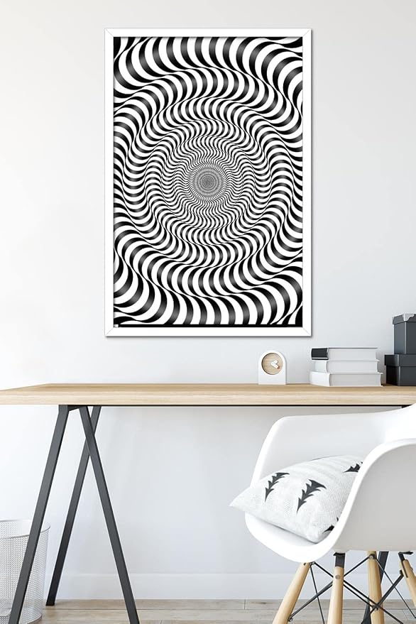 Trends International Zebra Stripe Optical Illusion Wall Poster, 22.375" x 34", White Framed Version