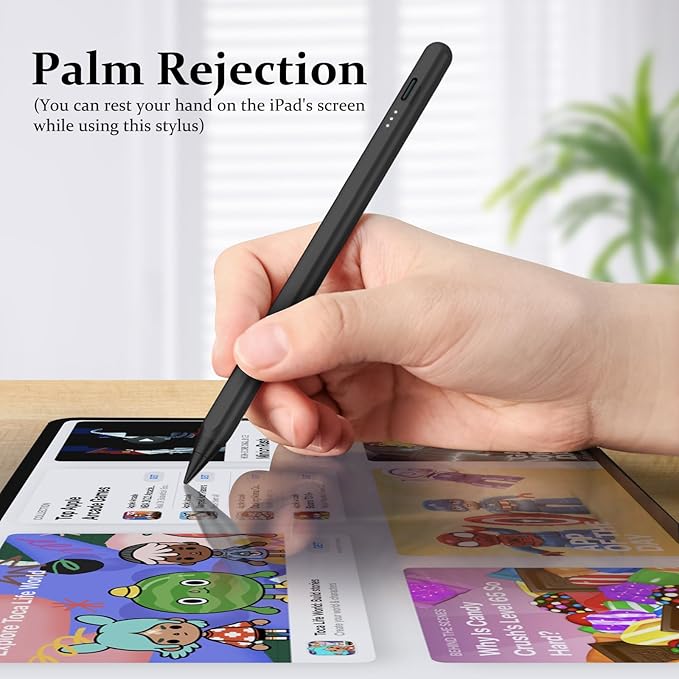 Stylus Pen for iPad W/Palm Rejection Tilt Sensor,13Mins Fully Charged,MEKO Active Apple Pencil Compatible W/iPad 6/7/8/9/10,Pro12.9/11"/M4,Air3/4/5/6,mini5/6(White/Black)