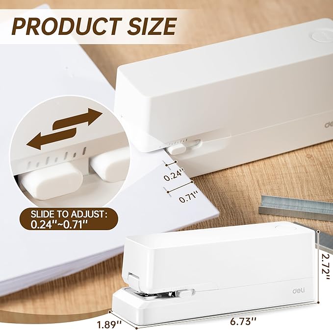 Deli Electric Stapler, Automatic Staplers for Desk with 2000 Staples & Staple Remover, 25-Sheet Capacity, No-Jam, AC or Battery Powered Staplers for Office Home School, White