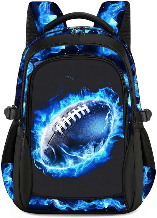Kids Backpack for Boys - American Football Boys Backpacks for Kids Teens Elementary Middle School, 17″ Large Capacity Students Bookbag, Perfect for Travel and School