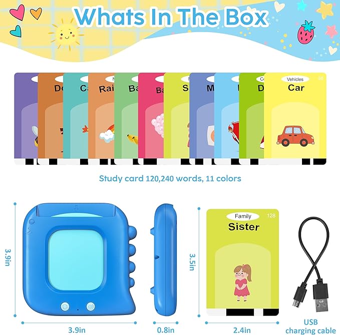 Talking Flash Cards,Kids Toddler Flash Cards with 240 Sight Words,Montessori Toys,Autism Sensory Toys,Speech Therapy,Learning Educational Gifts for Age 1 2 3 4 5 Years Old Boys and Girls