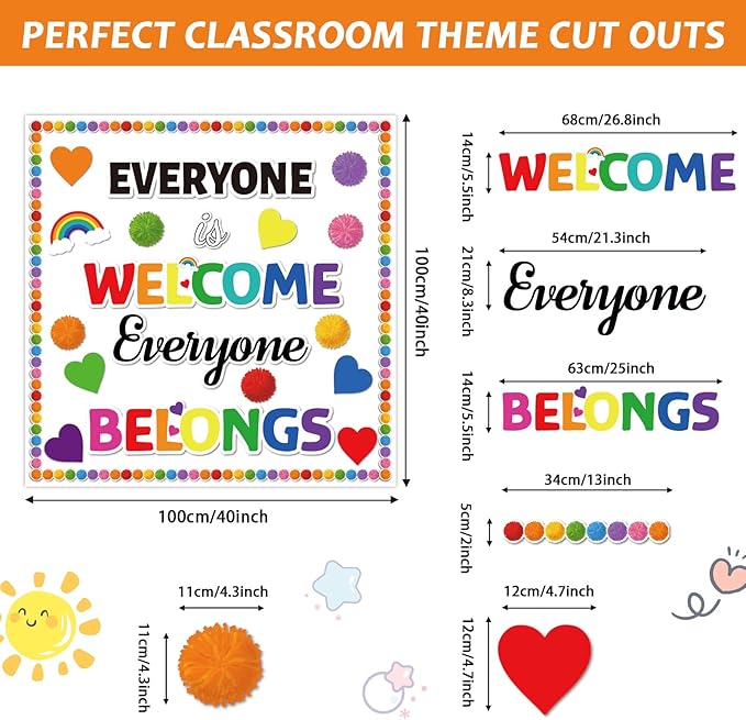 Classroom Bulletin Board Decoration Set Welcome Banner Wall Door Decor Colorful Classroom Decorations for Kindergarten Preschool Elementary Middle School (Welcome)
