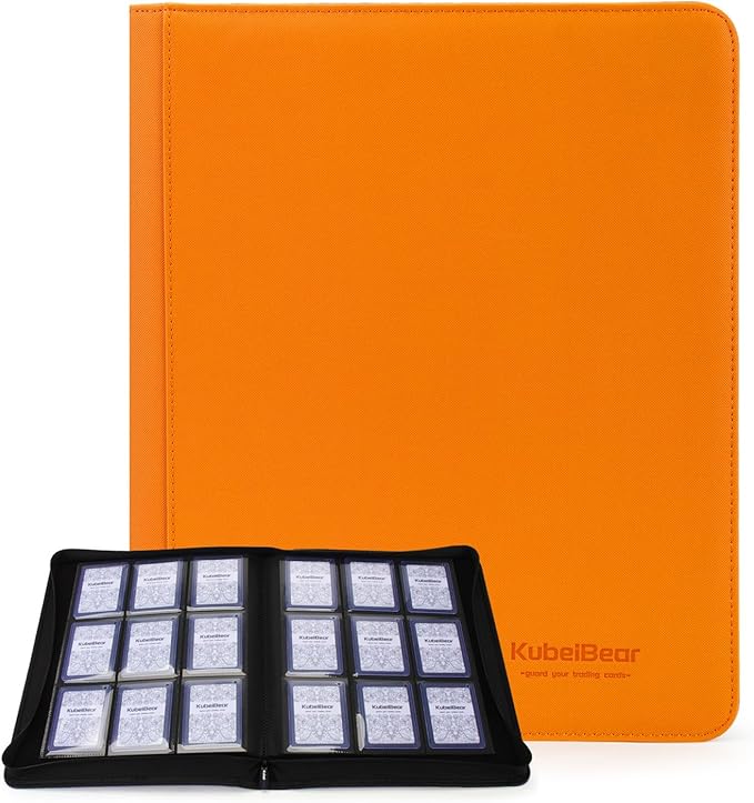 Toploader Binder – 360 Capacity, Zippered Trading Card Holder for MTG, Sports & Collectible Cards – Acid-Free, Durable & Travel-Friendly Storage (Orange dots, Toploader Binder)