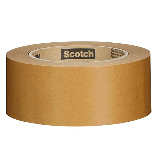 3M Scotch Performance Paper Box Sealing Tape 570, 1.9" x 55 yd (48 mm x 50 m), 1 Roll, Brown, Recycle-Compatible, Great for Packaging, Shipping, and Moving