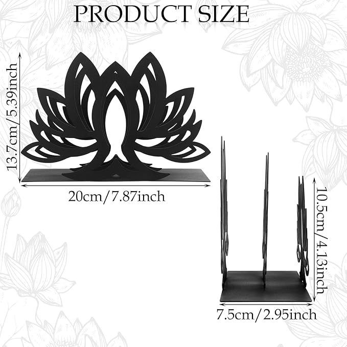 Lotus Desktop Mail Organizer Lotus Shaped Mail Holder Countertop Black Metal File Letter Holder Letter Sorter for Envelope Document Paper Book Magazine Storage Office Home