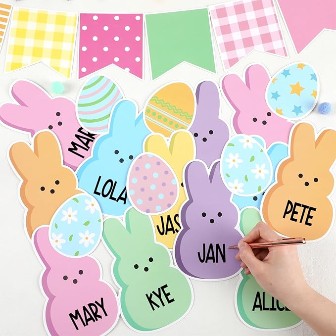 Easter Bunny Bulletin Board Classroom Decorations Easter Bunny Egg Bulletin Board Set Spring Easter Cutouts Easter Bunny Name Tags for School Classroom Teacher Student Door Wall Supplies