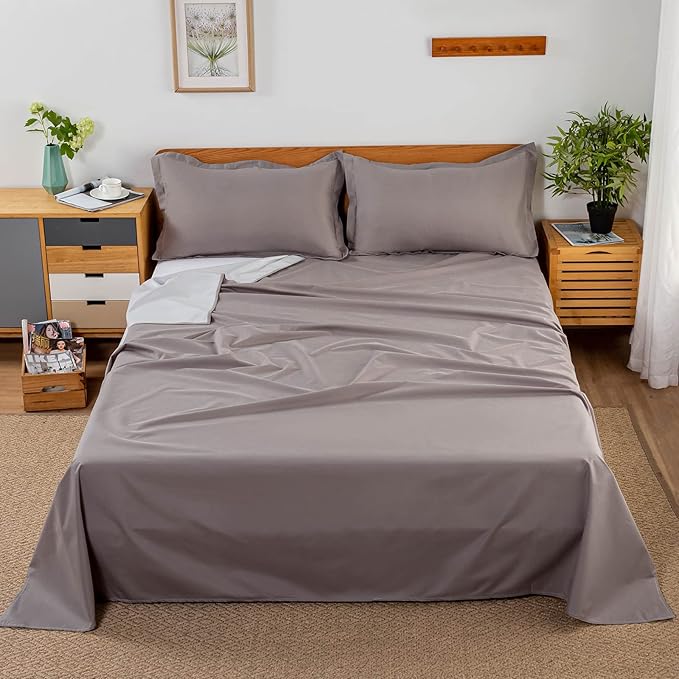 WenBags Waterproof Bed Sheet Flat Sheets Lightweight,70*90 Inches Queen Size Mattress Furniture Protector Cover for Bed Couch, Pet Hair Resistant Cover Ideal for Dogs Cats Hotels and Hospitals (Gray)