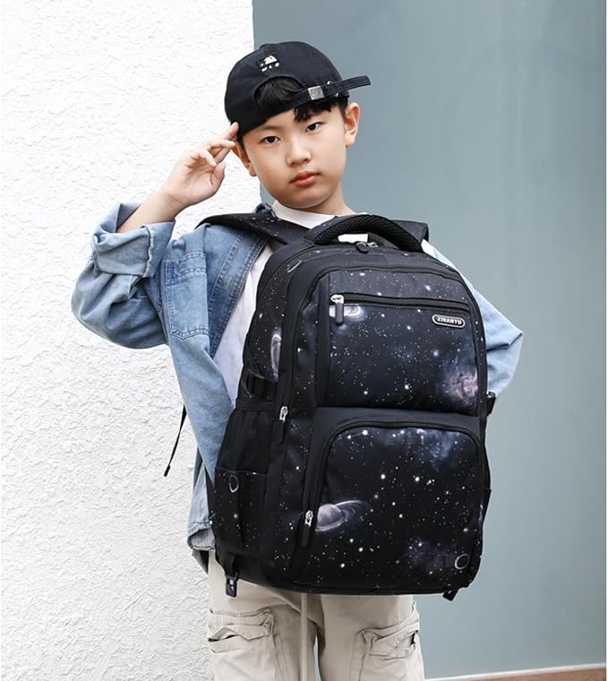 MITOWERMI Boys Backpacks for Primary Junior School Kids Backpack with Lunch Box Galaxy Space Bookbags for Boys Girls