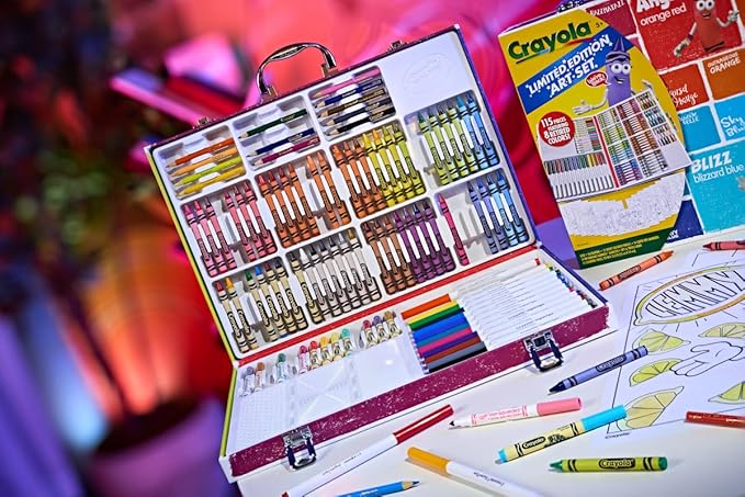Crayola Limited Edition Coloring Set (115 Pcs), Kids Art Supplies & Drawing Kit with Crayons, Markers & Colored Pencils in Storage Case, Gifts, Ages 5+