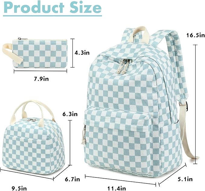 Bluboon School Backpack Set Girls Womens Laptop Bookbag Casual Daypack Fits 15 inch Laptop with Lunch Tote Bag and Pencil Bag