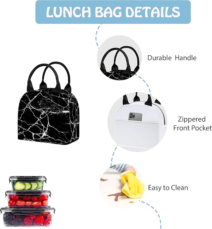 3PCS Marble Backpack Set for Teens Elementary Middle High School, 17 Inch Lightweight Classic Backpack 3 in 1 Set for Girls Boys, Kids Back to School Backpack with Lunch Box Pencil Case