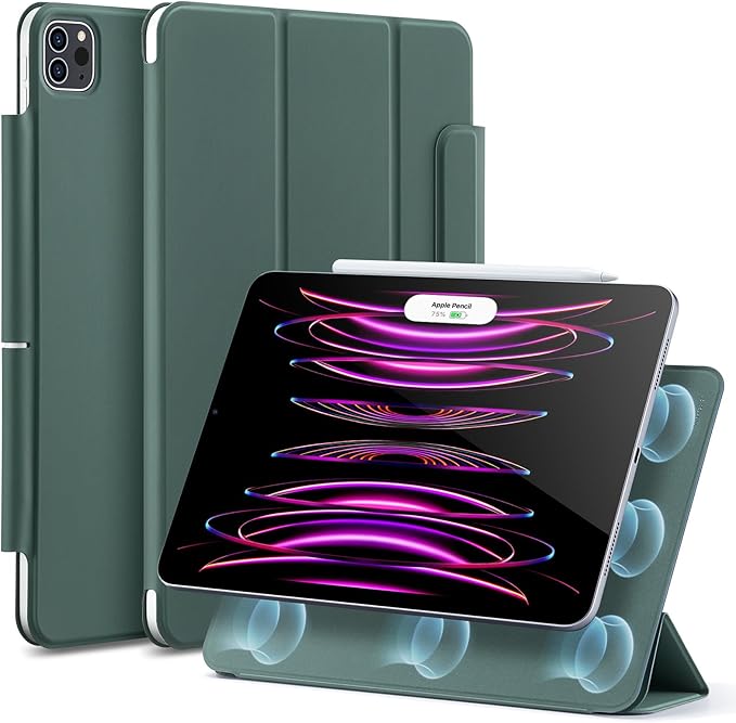 ESR for iPad Pro 12.9 6th/5th/4th Gen, iPad Air 13 Inch Case M3/M2 (2025/2024), Powerful Magnetic Attachment, Slim Trifold Stand Case, Supports Pencil Pro & PUSB-C, Rebound Series, Green
