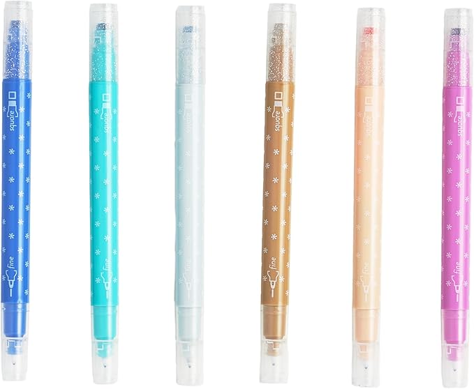 Erin Condren Dual Tip Markers, Colorful and Versatile Marker Set for Journals, Planners, and Note-Taking, Includes Fine Tip and Medium Tip, Metallic, Set of 6