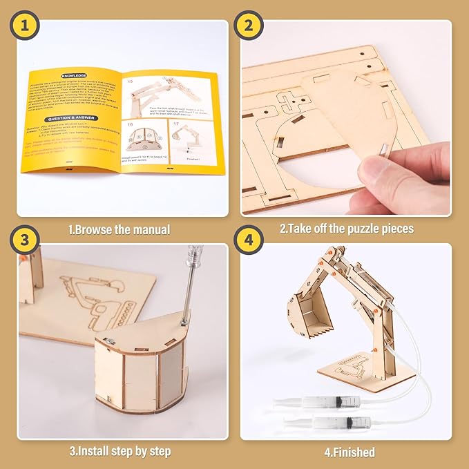 STEM Science Kits for Kids Ages 8-12 8-10, Wood Building Crafts Kits for Boys, STEM Toys for Ages 8-13 9 10 11 Year Old Gifts, Kids Science Engineering Experiment Projects, 3D Wooden Puzzles 10-12