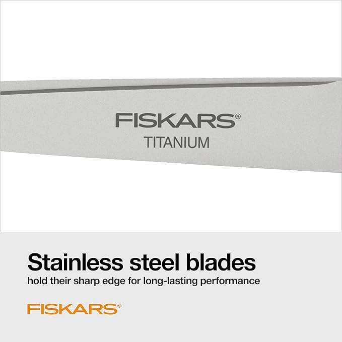 Fiskars Everyday Titanium Scissors, Durable Blades 3X Harder Than Steel, Ergonomic Softgrip Handle for Home and Office Cutting, 8 ", Forest Fern Green, 2 Pack