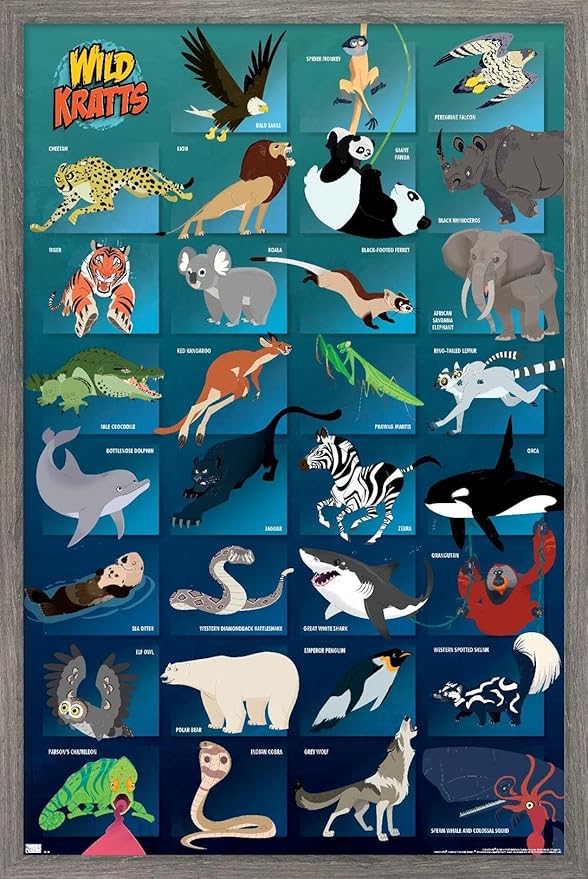 Wild Kratts - Grid Wall Poster, 22.4L" x 14.7W", Barnwood Framed Version