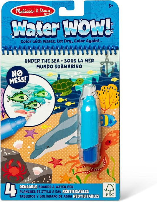 Melissa & Doug On The Go Water Wow! Mess Free Coloring Book, Reusable Water-Reveal Activity Pad, Under The Sea, Travel Toys, Party Favors, for Toddlers & Kids Ages 3+ - FSC Certified