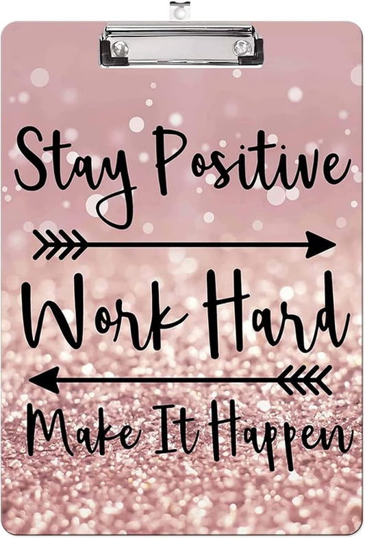 Fashion Clipboard, A4 Letter Size Wooden Decorative Clipboards for Teacher, Nurse, Doctor,Student and Kids, Cute Design for Standard Size 12.2" x 8.9" (C-Stay Positive)