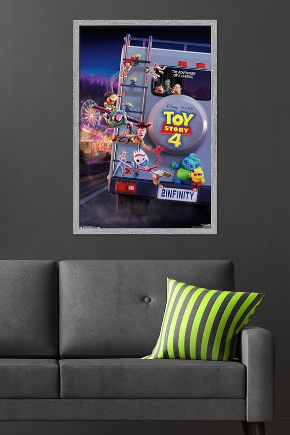 Trends International Disney Pixar Toy Story 4 - Final One Sheet Wall Poster, 34L x 22.4W, Gray Framed Version