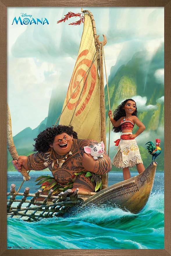 Disney Moana - Group Wall Poster, 34L" x 22.4W", Bronze Framed Version