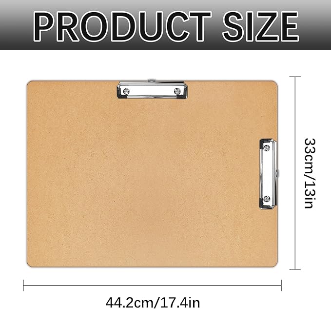 Extra Large 11x17 Clipboard, Wood Cleats with Low Profile Clips for Drawing, Sketching, and Art Boards, Horizontal Wood Lapping, Landscape Layout (3Mm Thickness) (6 pcs11 x 17 Double Clips clipboard)
