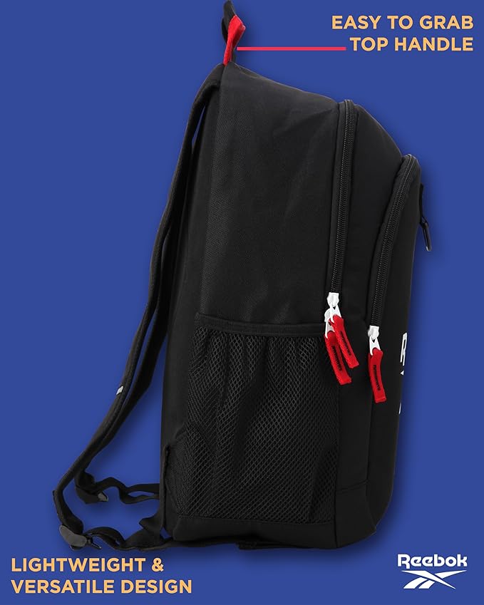 Reebok Girls and Boys Backpack - 2-in-1 Coordinated School Backpack for Girls and Boys with Detachable Lunch Box for Kids, Black