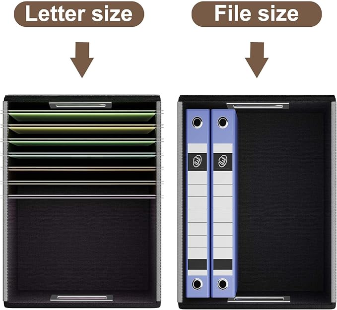 Huolewa Portable Leather File Organizer Boxes with Lids, Office Document Boxes Organizer, Filing Boxes, Decorative Small File Boxes for Hanging Files with Plastic Slide for Office/Decor/Home