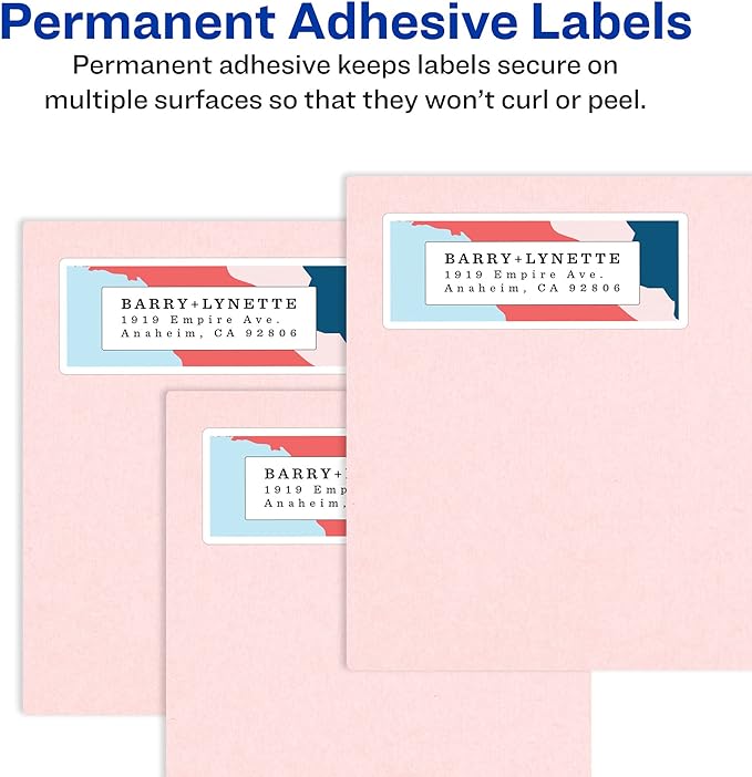 Avery Easy Peel Printable Address Labels with Sure Feed, 1" x 4", White, 3,500 Blank Mailing Labels (05962)