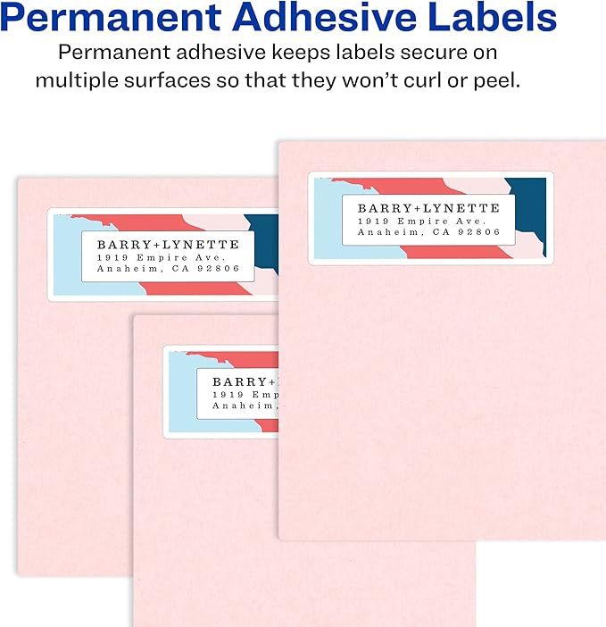 Avery Easy Peel Printable Address Labels with Sure Feed, 1-1/3" x 4", White, 1,400 Blank Mailing Labels (08462)