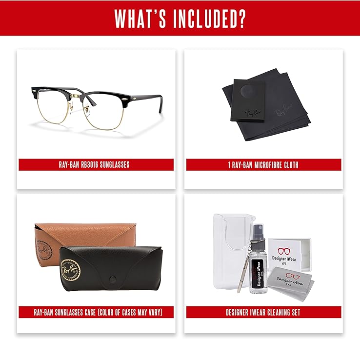 Ray-Ban RB3016 CLUBMASTER Sunglasses For Men For Women +BUNDLE with ACCESSORY EYEWEAR KIT