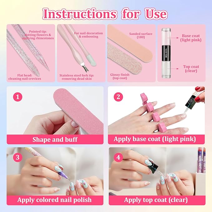 Nail Art Pens 12 Colors Set of 19pcs,3D Quick-Dry Nail Art Markers Polish Pen,Diy Nail Art Tools for Dotting Drawing Painting Point Liner,Home & Salon Manicure Tools