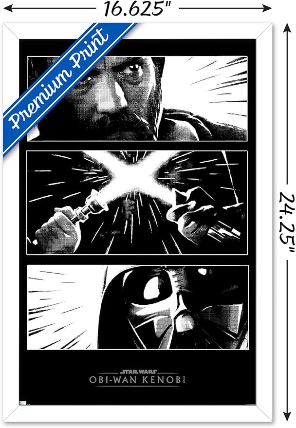 Trends International Star Wars: Obi-Wan Kenobi - Panels Wall Poster, 14.725" x 22.375", White Framed Version