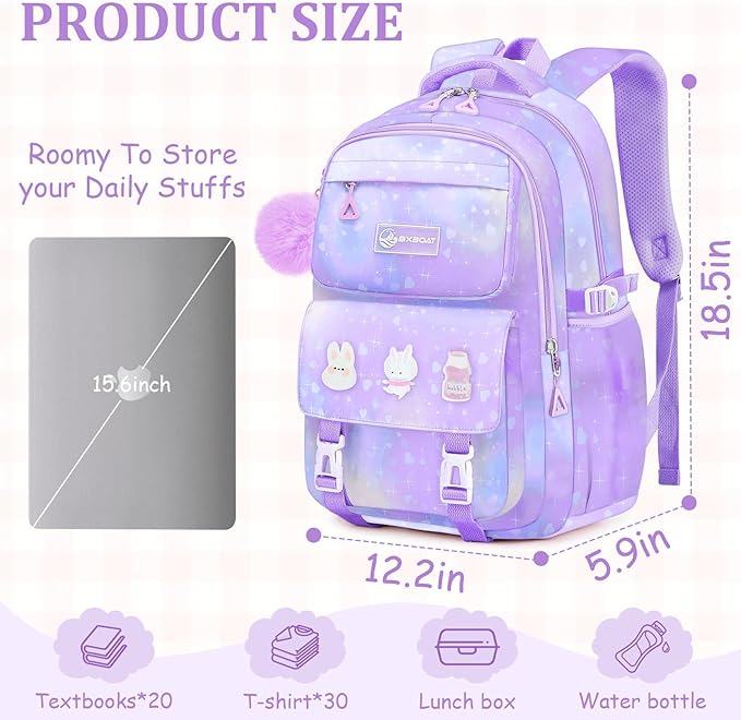 Kids Backpacks for Girls - Cute Girls Backpack for Elementary, Middle and High School Students - 18" School Bookbag