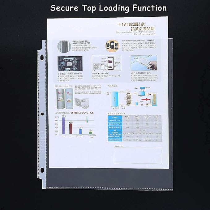 Seashell 200 Pack Heavy Duty Sheet Protectors 8.5 x 11,Clear Paper Protectors for 3 Ring Binder, Letter Size Plastic Sleeves for Binders, Durable, Archival Safe,Top Loading for 8.5 x 11 Inch Sheets