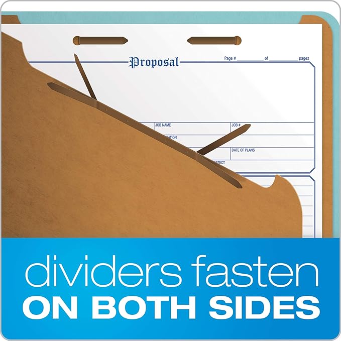 Pendaflex Recycled Classification File Folders, 2 Dividers, 2" Embedded Fasteners, 2/5 Tab Cut, Letter Size, Light Blue, Box of 10 (24030R) (Pack of 5)