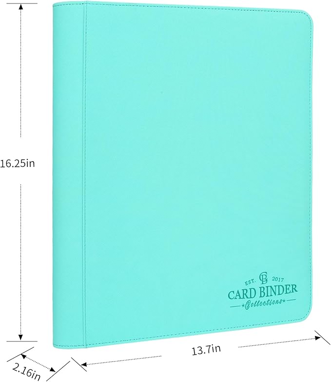 Toploader Binder,Toploader Hard Cases, 9-Pocket Pages Sleeves Hold up 288 Cards.Toploader Card Binder with Sleeves for “3×4” rigid，Card Holder(lake blue)