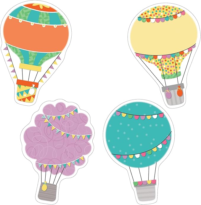 Carson Dellosa 36-Piece Pastel Hot Air Balloon Decorations, Colorful Cardstock Cutouts for Back to School, Bulletin Board, Name Tags, Classroom Decor, Teacher Supplies for Elementary and Preschool