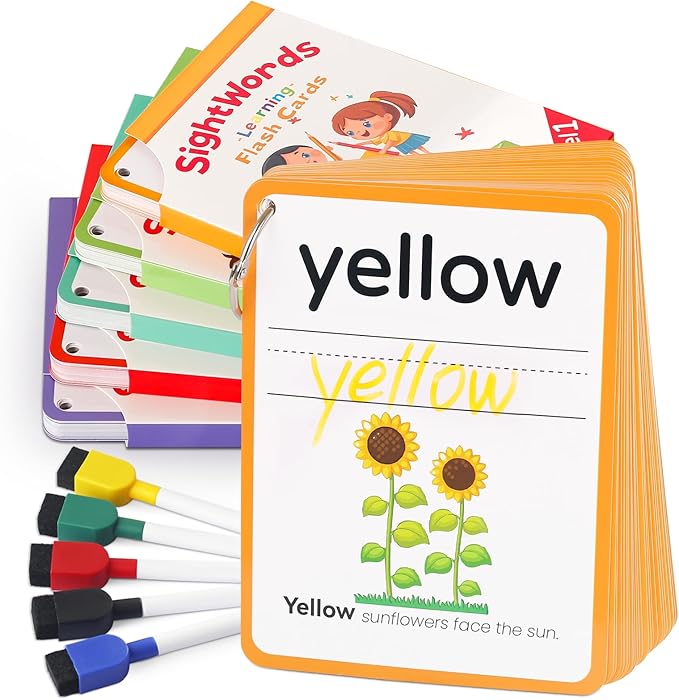 Big Size Sight Words Flash Cards Kindergarten, 250 Dolch Sight Words Game with 5 Levels, Preschool Toddler Flash Card for Writing Reading Spelling Game, Educational Learning Toy for Kid Age 3