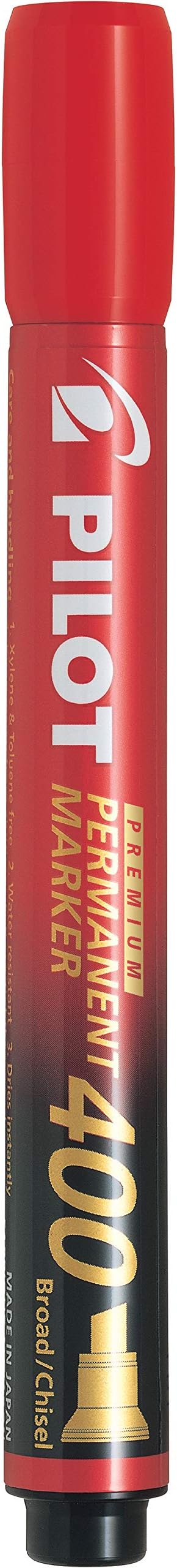 PILOT Premium 400 Permanent Markers, Broad Point Chisel Tip, Red Ink, Box of 12 (SA4-RED)