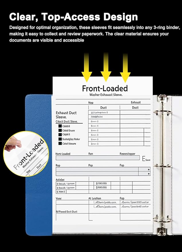 Clear Sheet Protectors for 3 Ring Binder, 500 Pack Plastic Sleeves for Paper 8.5x11, Acid Free Page Protectors Sleeves, Top Loading Document Protector Sheets for School Office Home.