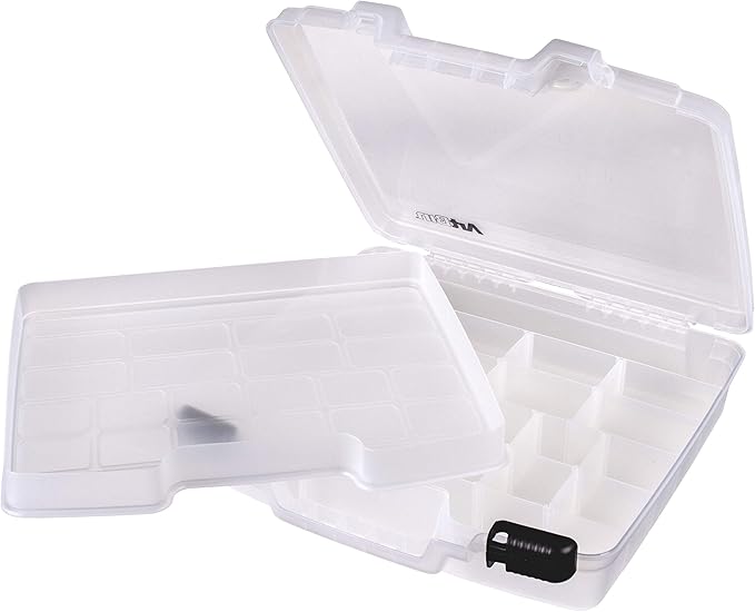 ArtBin 6962AB Quick View Deep Base Carrying Case with Removable Dividers and Tray, Portable Art & Craft Storage Box, 15", Clear
