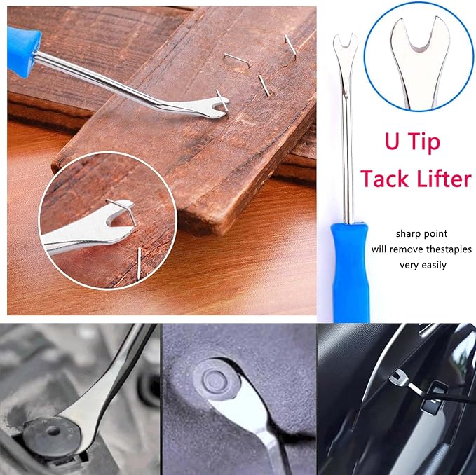 Upholstery and Construction Staple Remover with Tack Puller Tool, Nail Puller, Carpet Remover, for Removing All Kinds of Staples for Furniture, Wooden Case, Carton, Floor, Photo Frame （3pcs）
