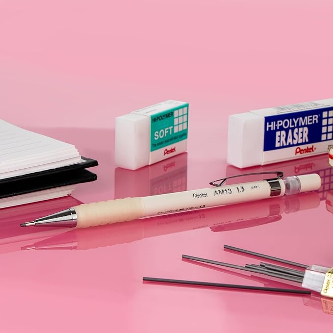 Pentel Sharp 1.3 Mechanical Pencil, (1.3mm), Extra Thick Line, Includes Refill Lead, Writing/Office/Test-Taking Pencil, Pastel Off-White Barrel (AM13LBPW)