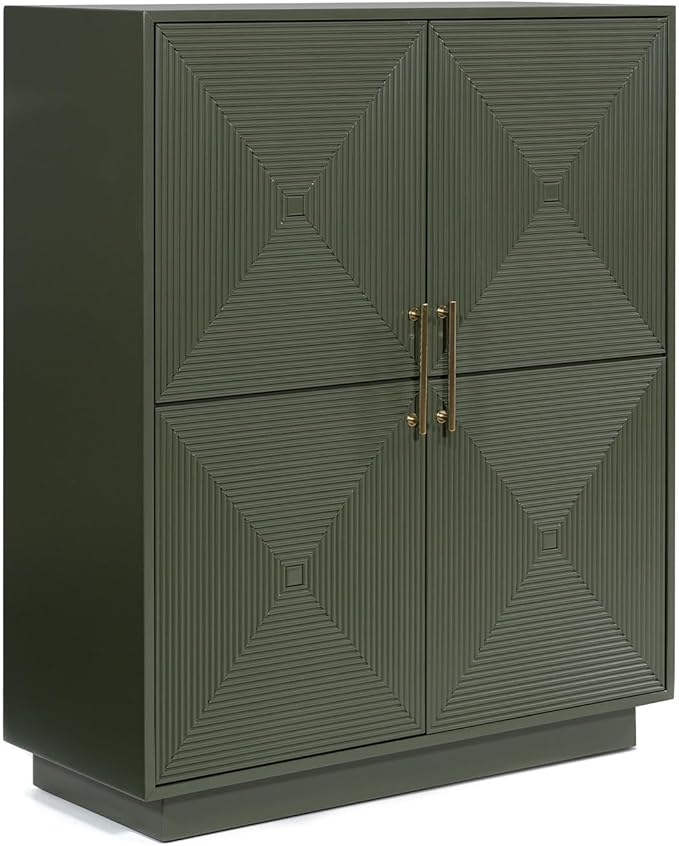 Signature Design by Ashley Geirwood Contemporary Accent Cabinet with Shelf and Geometric Pattern, Green